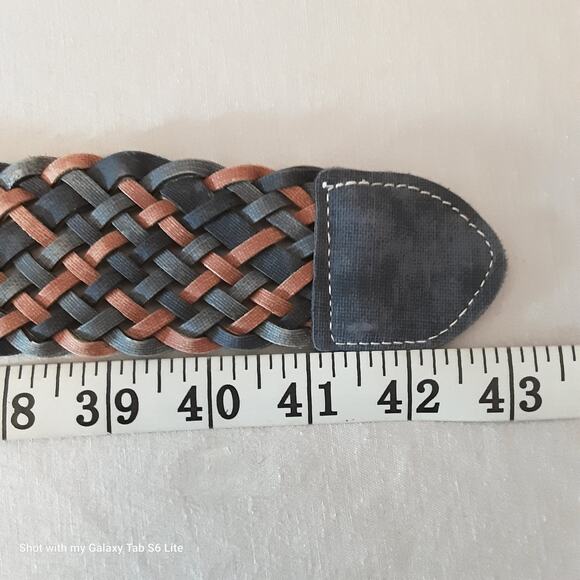 Womens Chunky Fashion Belt XL Waist Blue Brown Braided Faux Leather - Picture 9 of 10